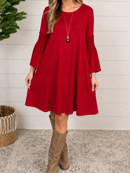 Agnes & Dora Dresses & Skirts - Elegant Agnes & Dora Red Bell Sleeve Swing Dress XL Boho Stretch Knit Tunic